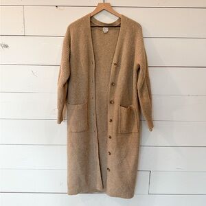 Cozy Tan Long Cardigan Sweater size Small
